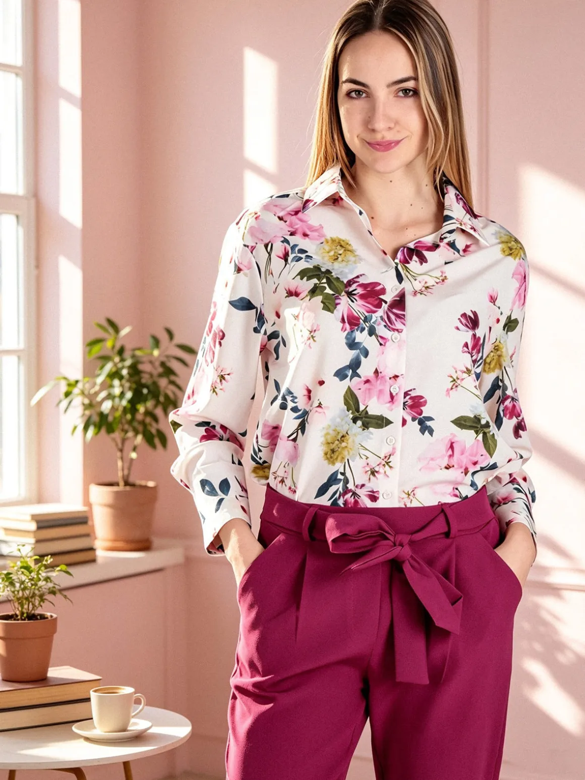 Solada Camicia donna fiorata a maniche lunghe