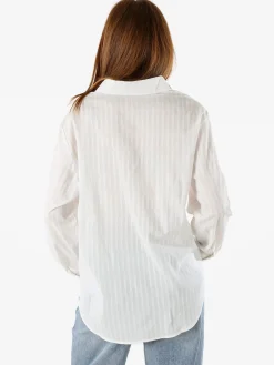 Solada Camicia donna in cotone a maniche lunghe con bottoni coperti - bianco