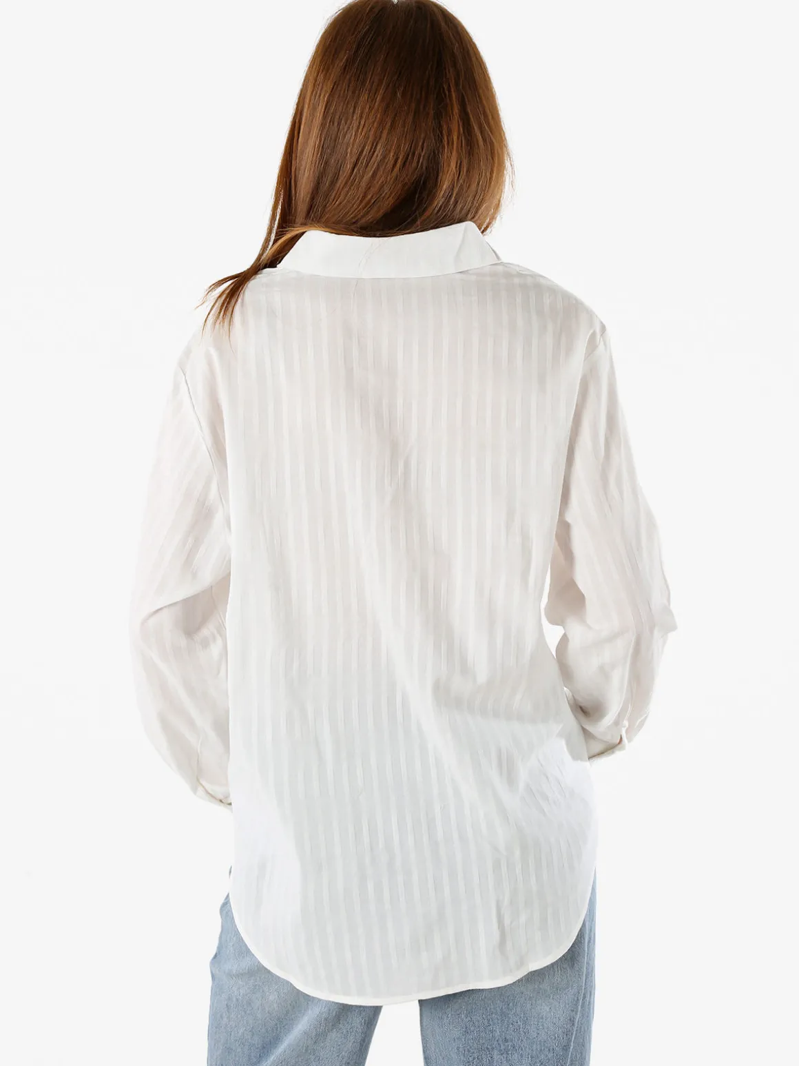 Solada Camicia donna in cotone a maniche lunghe con bottoni coperti - bianco