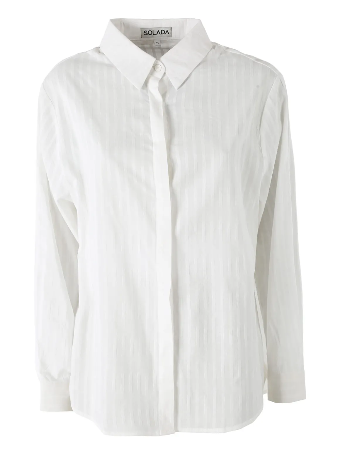 Solada Camicia donna in cotone a maniche lunghe con bottoni coperti - bianco