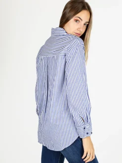 Solada Camicia donna in cotone a righe - blu