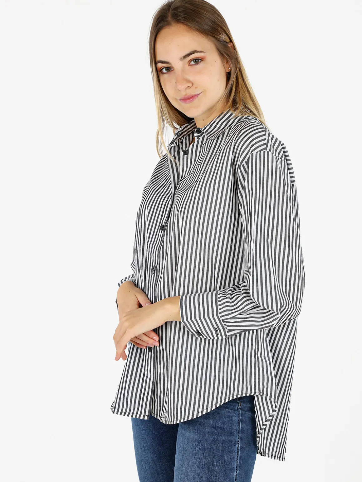 Solada Camicia donna in cotone a righe - grigio