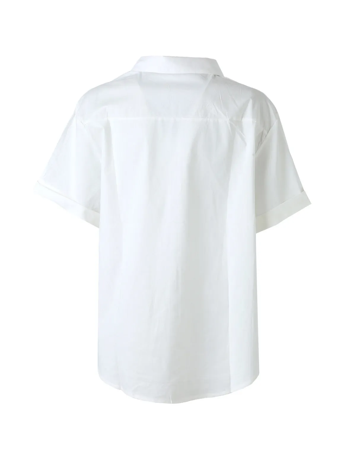 Solada Camicia donna oversize a maniche corte con taschino - bianco