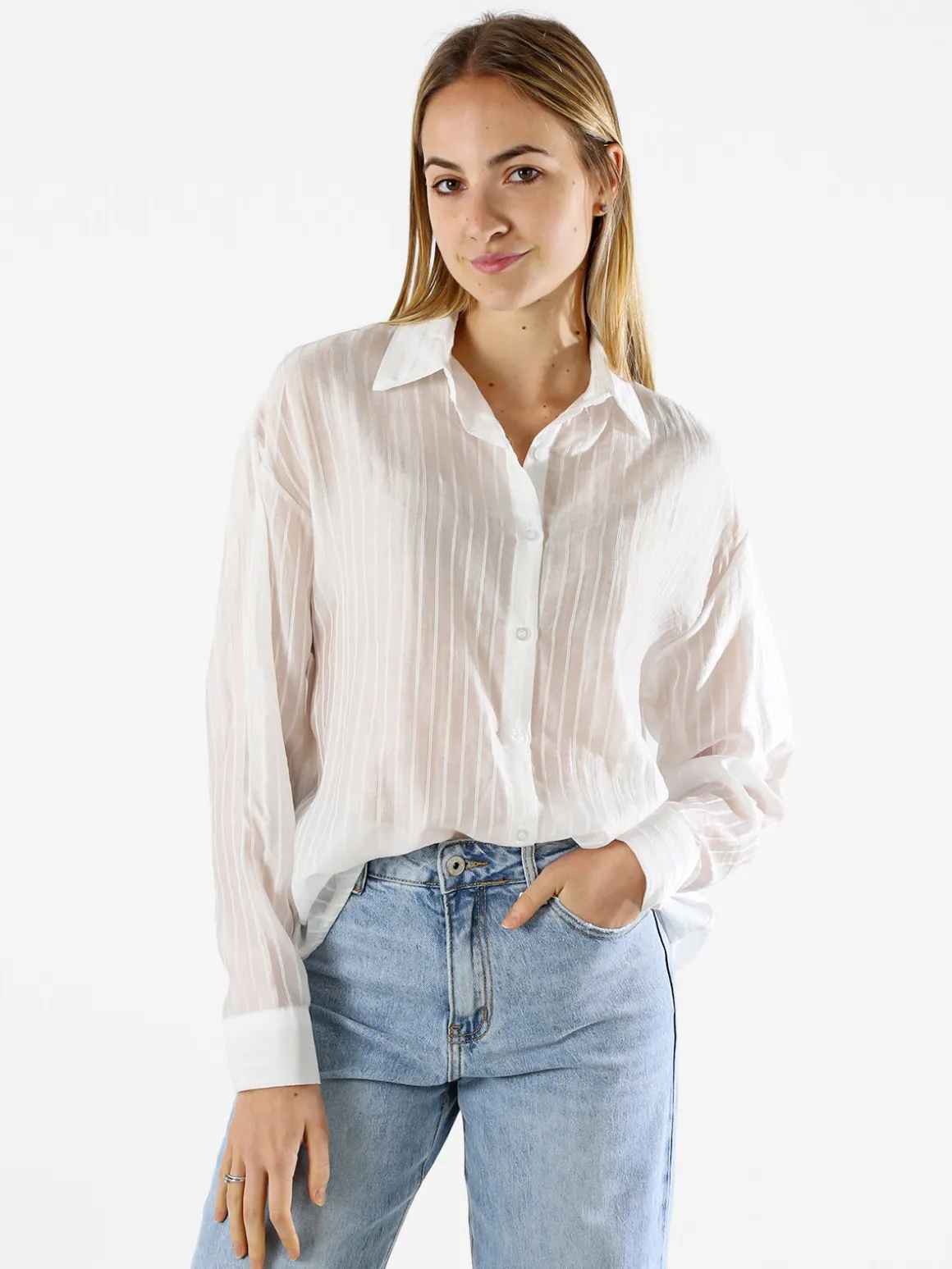 Solada Camicia donna oversize a maniche lunghe - bianco