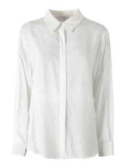 Solada Camicia donna oversize a maniche lunghe in misto cotone - bianco