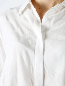 Solada Camicia donna oversize a maniche lunghe in misto cotone - bianco
