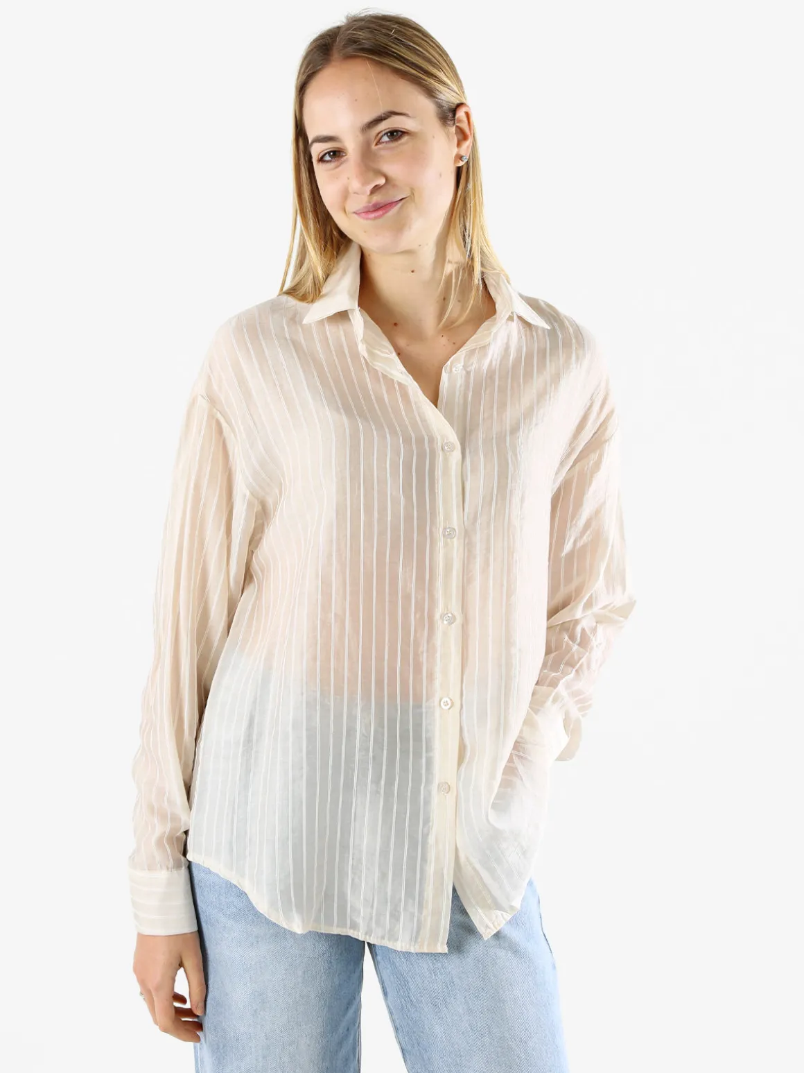 Solada Camicia donna oversize a maniche lunghe - beige
