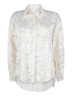 Solada Camicia donna oversize con taschino e paillettes