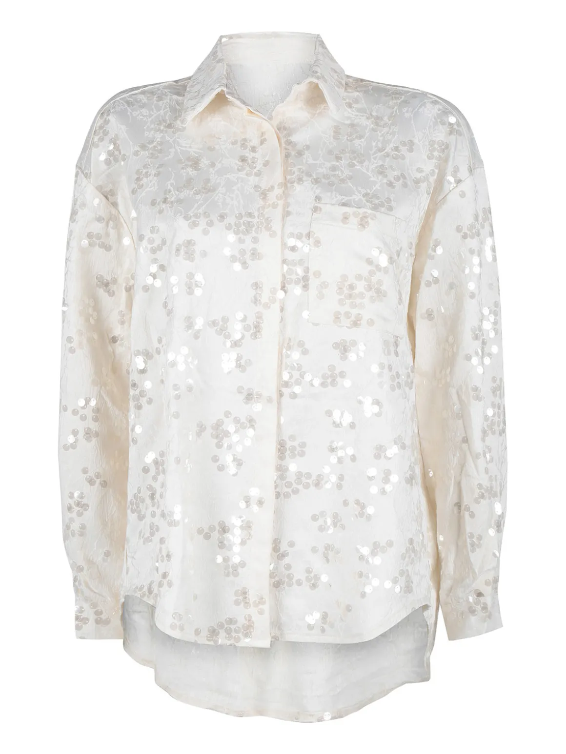 Solada Camicia donna oversize con taschino e paillettes