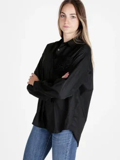 Solada Camicia donna oversize con taschino ricamato