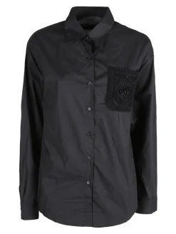 Solada Camicia donna oversize con taschino ricamato