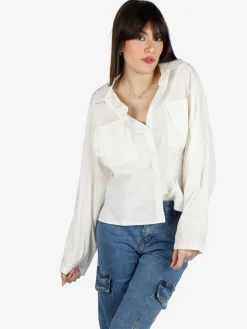 Solada Camicia donna oversize in cotone con tasche