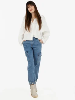 Solada Camicia donna oversize in cotone con tasche