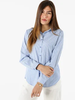 Solada Camicia donna rigata a maniche lunghe - azzurro