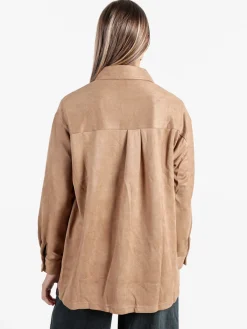 Solada Camicia donna scamosciata oversize - khaki