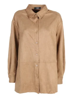 Solada Camicia donna scamosciata oversize - khaki
