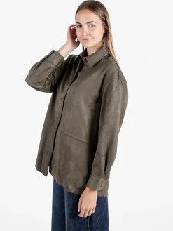 Solada Camicia donna scamosciata oversize - militare
