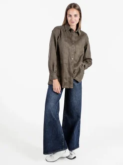Solada Camicia donna scamosciata oversize - militare
