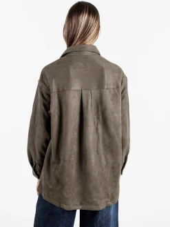 Solada Camicia donna scamosciata oversize - militare
