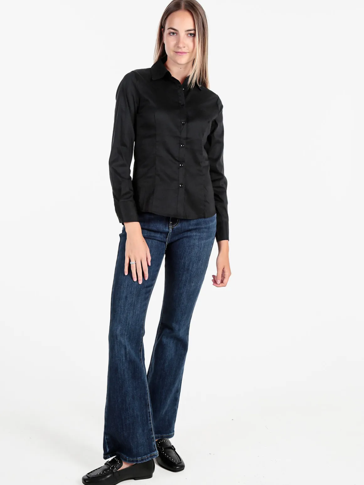 Solada Camicia donna slim fit a maniche lunghe - nero