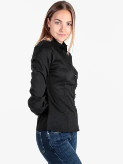 Solada Camicia donna slim fit a maniche lunghe - nero