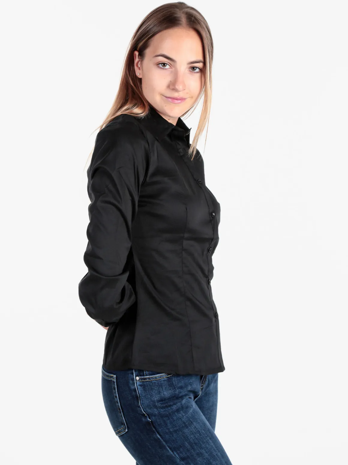 Solada Camicia donna slim fit a maniche lunghe - nero