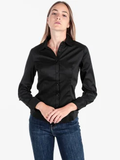 Solada Camicia donna slim fit a maniche lunghe - nero