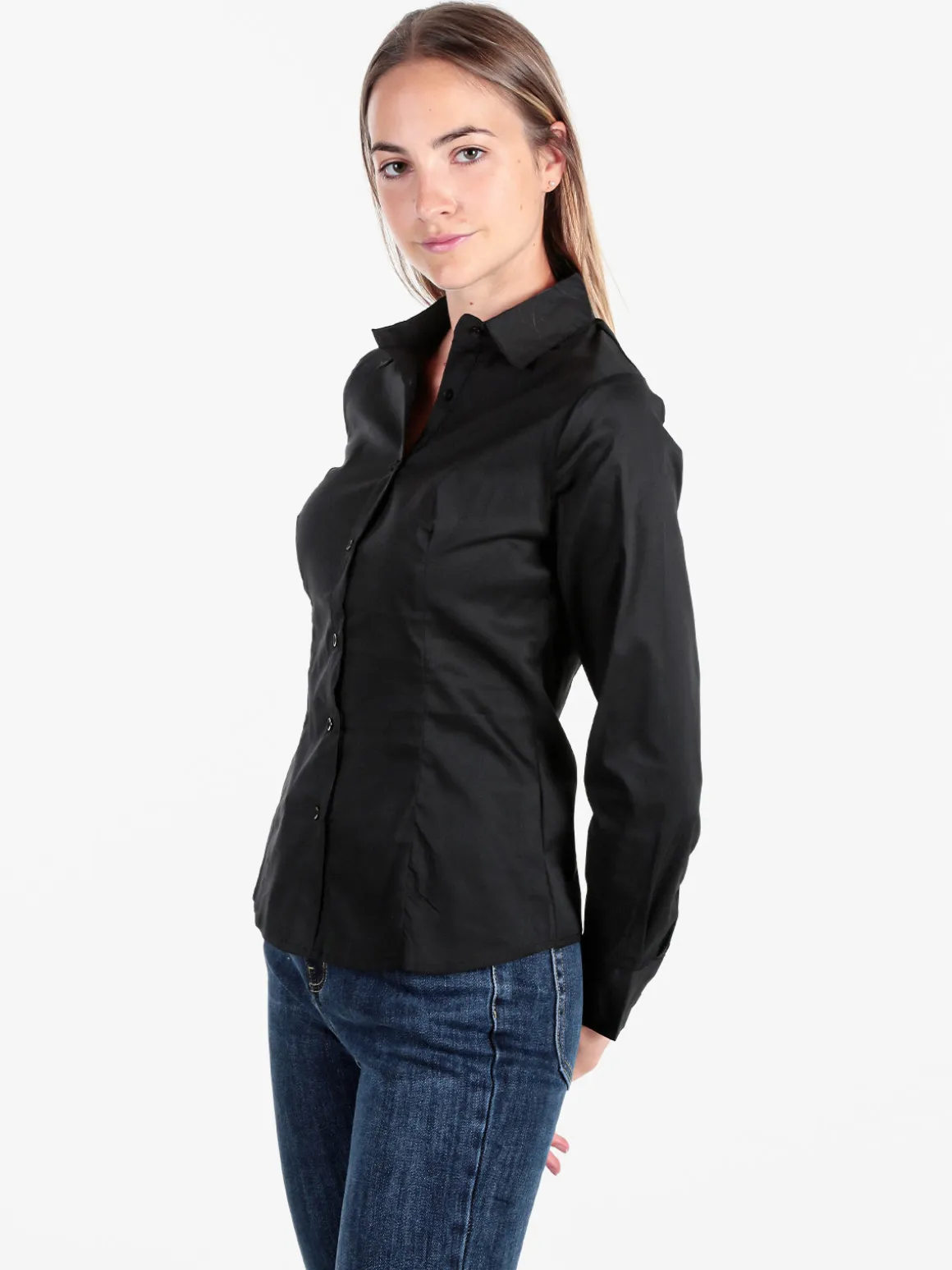 Solada Camicia donna slim fit a maniche lunghe - nero