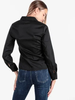 Solada Camicia donna slim fit a maniche lunghe - nero