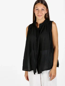 Solada Camicia donna smanicata in cotone - nero
