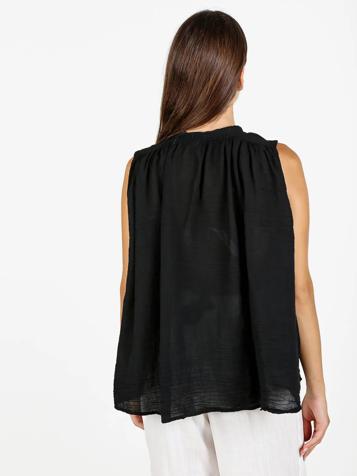 Solada Camicia donna smanicata in cotone - nero