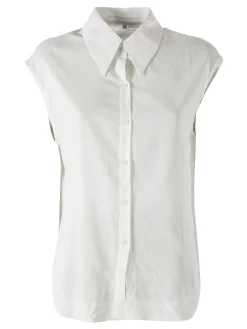 Solada Camicia donna smanicata in misto lino - bianco