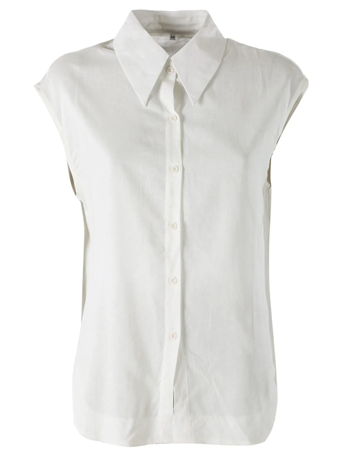 Solada Camicia donna smanicata in misto lino - bianco