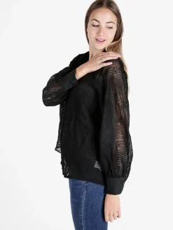 Solada Camicia donna velata con ricami e maniche a palloncino