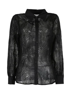 Solada Camicia donna velata con ricami e maniche a palloncino