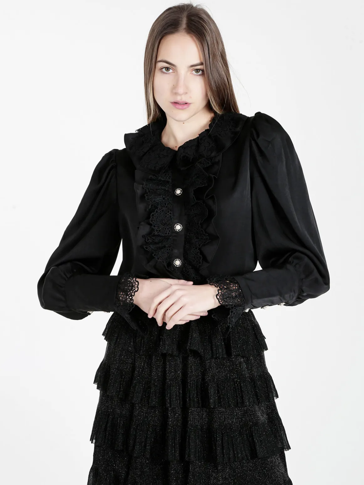 Solada Camicia elegante da donna con rouge in pizzo
