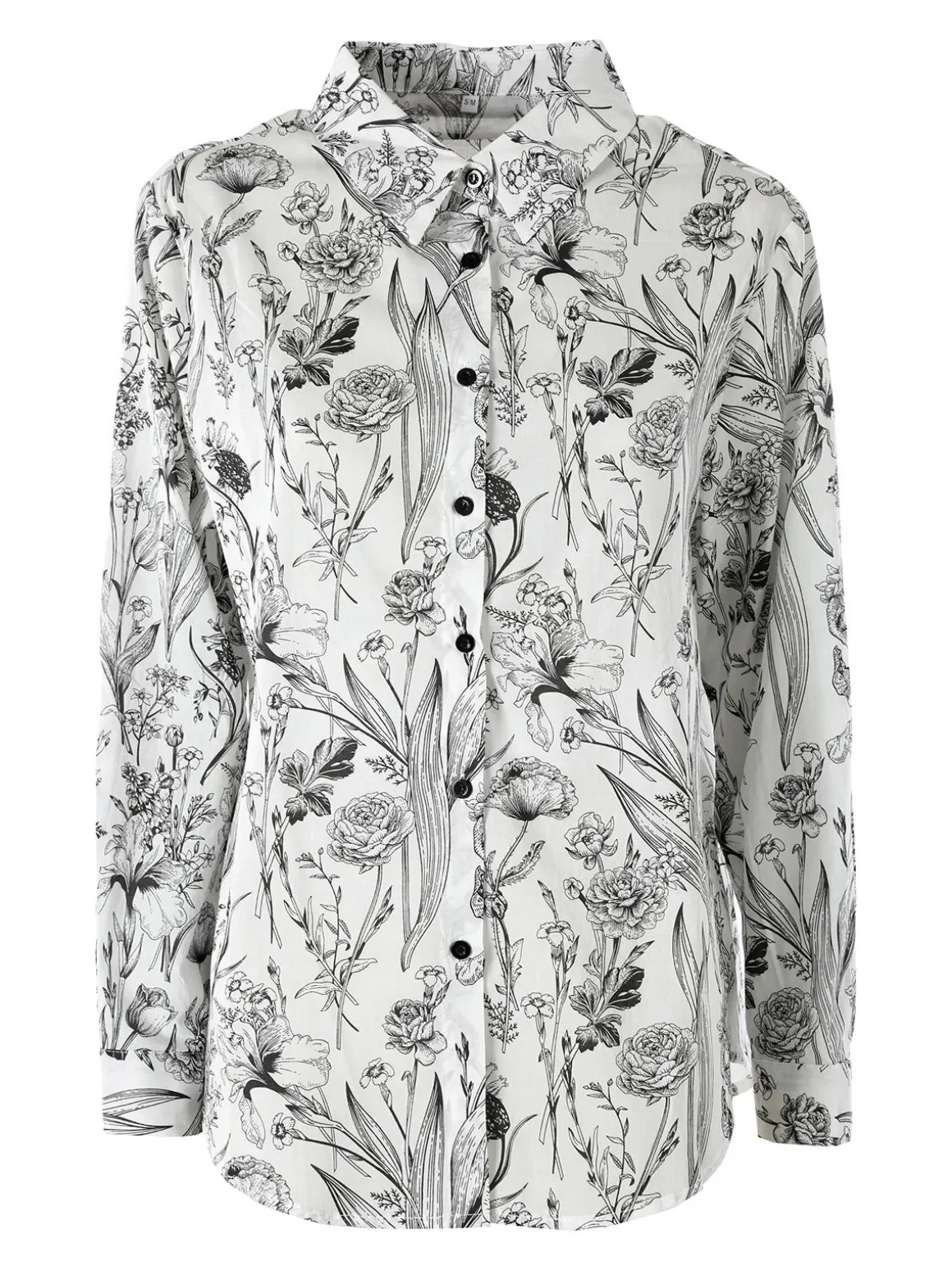 Solada Camicia floreale da donna in cotone a maniche lunghe - nero