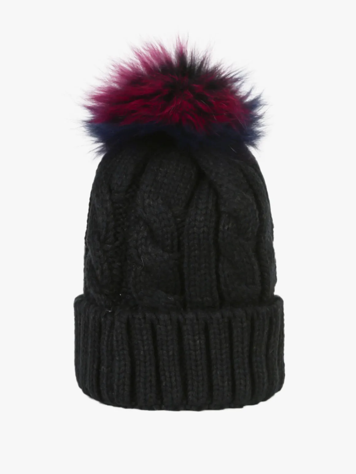 Solada Cappello donna in maglia con pompon di pelo