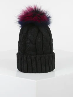 Solada Cappello donna in maglia con pompon di pelo