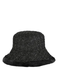 Solada Cappello donna in tweed con bordo in ecopelliccia - beige