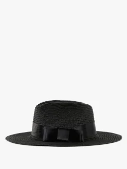 Solada Cappello nero di paglia con fiocco