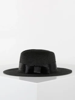 Solada Cappello nero di paglia con fiocco