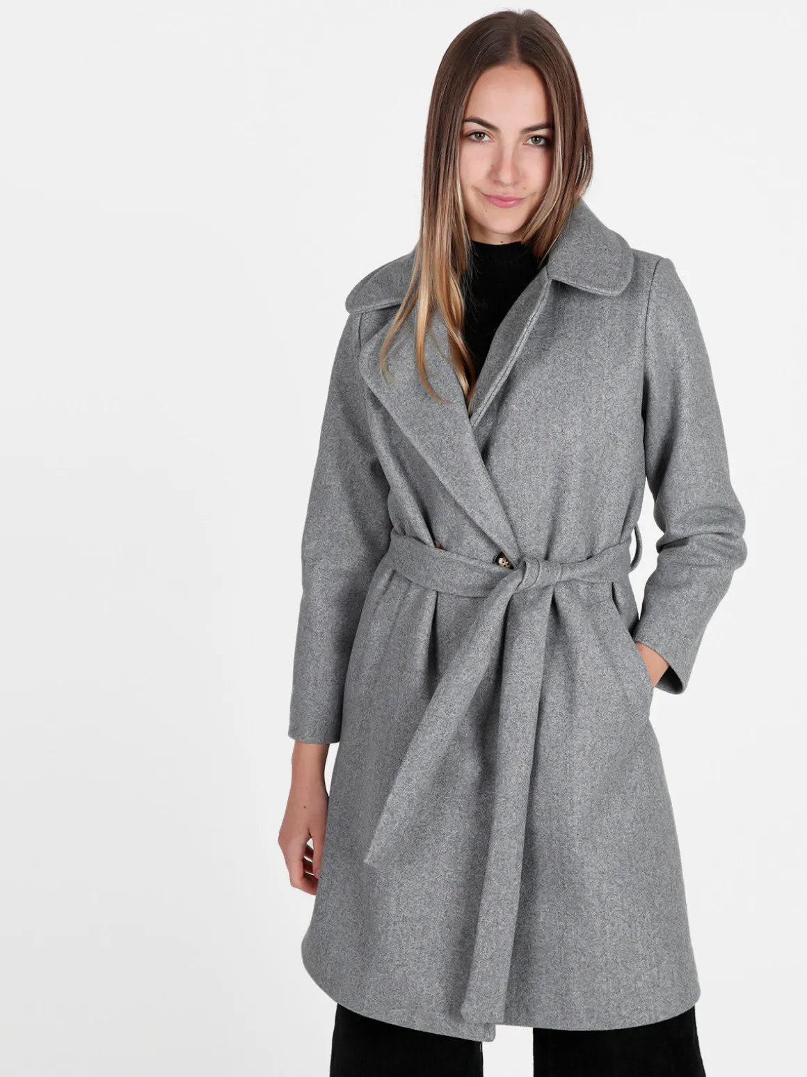 Solada Cappotto donna con cintura e bottoni a doppiopetto