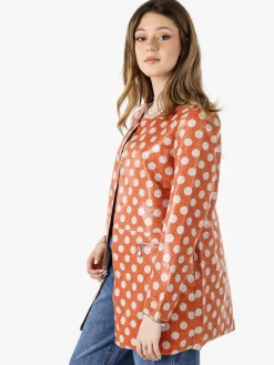 Solada Cappotto donna con stampe a pois senza chiusura - arancione
