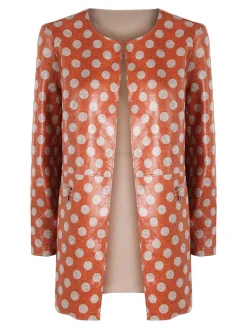 Solada Cappotto donna con stampe a pois senza chiusura - arancione