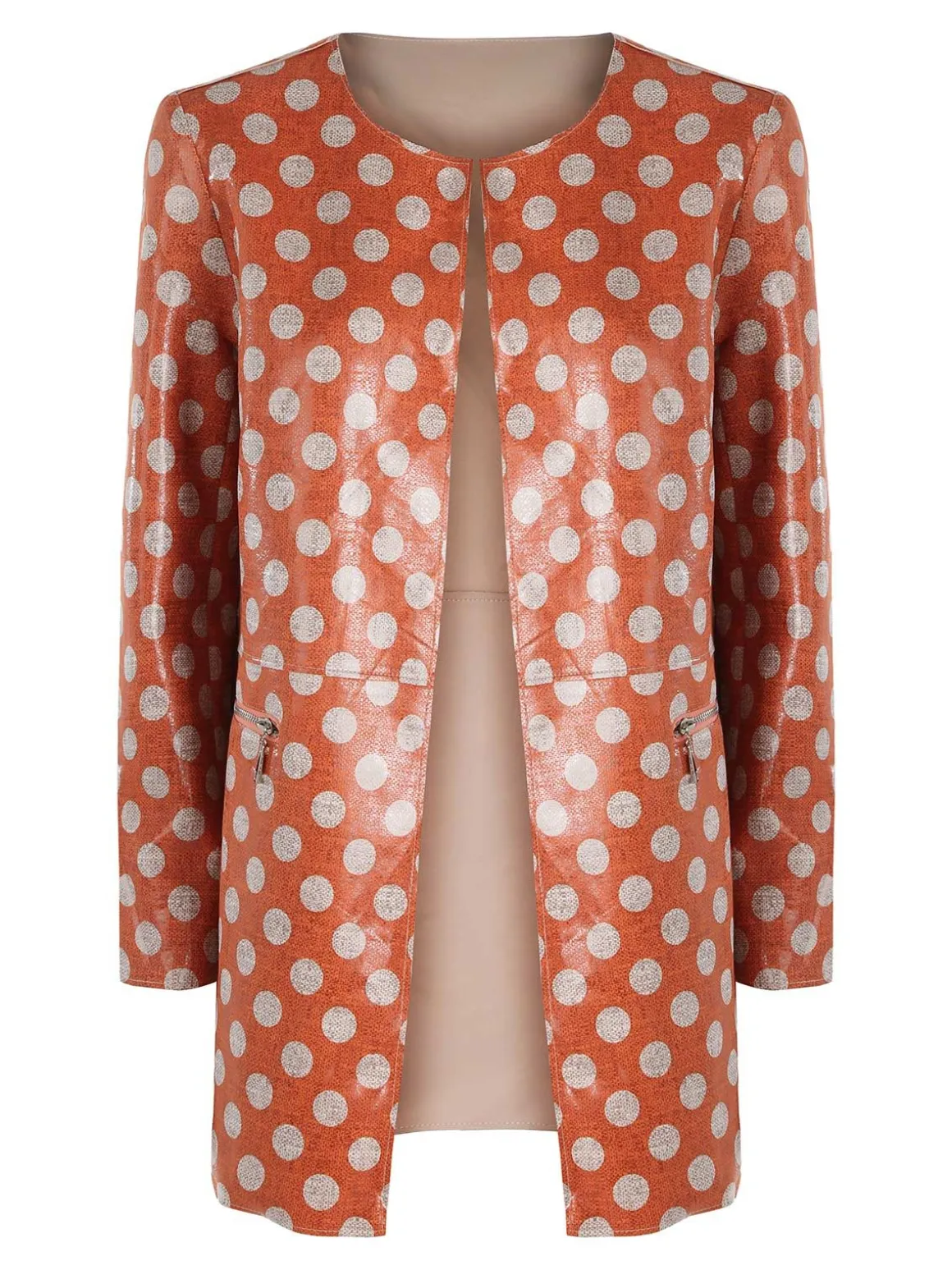 Solada Cappotto donna con stampe a pois senza chiusura - arancione