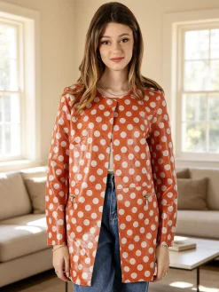 Solada Cappotto donna con stampe a pois senza chiusura - arancione