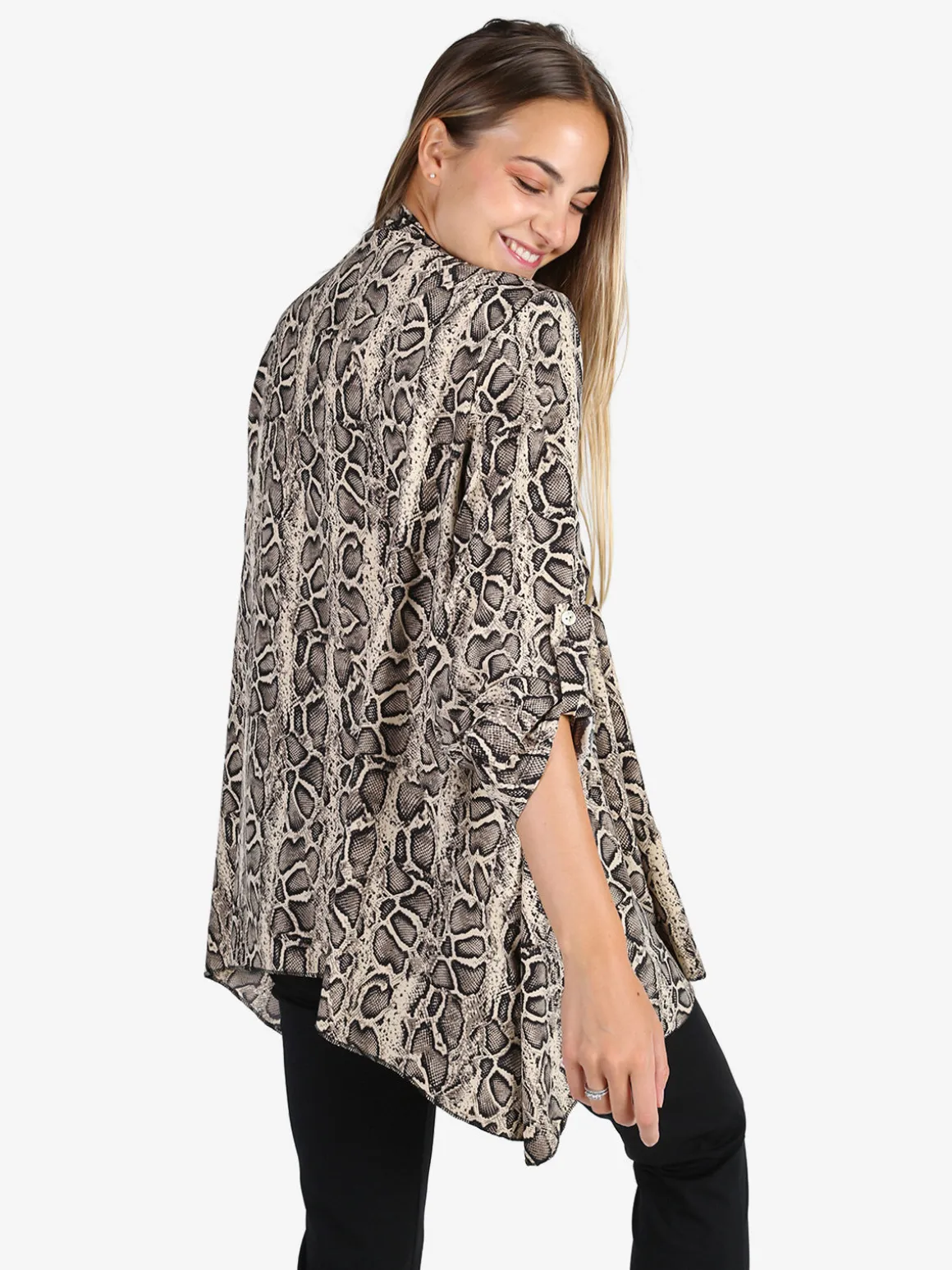 Solada Cardigan donna animalier con top - beige