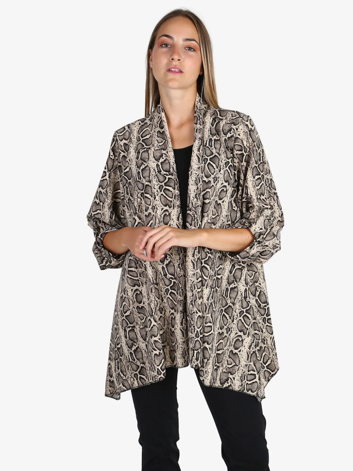 Solada Cardigan donna animalier con top - beige