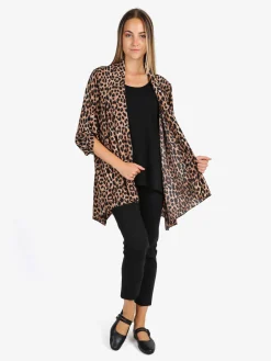 Solada Cardigan donna animalier con top - marrone